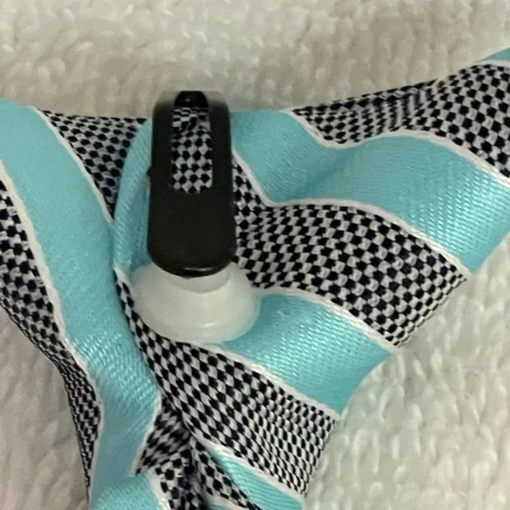 NEVER WORN Croft & Barrow boy’s turquoise & gray striped skinny clip on tie